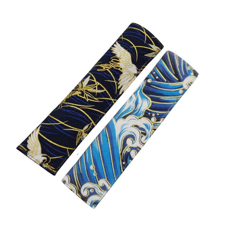 enyuwlcm Fabric Fountain Pen Case Single Pen Sleeve Holder for Pocket Vintage Pen Cover Waves and Propitious Clouds 2 Packs - Image 1